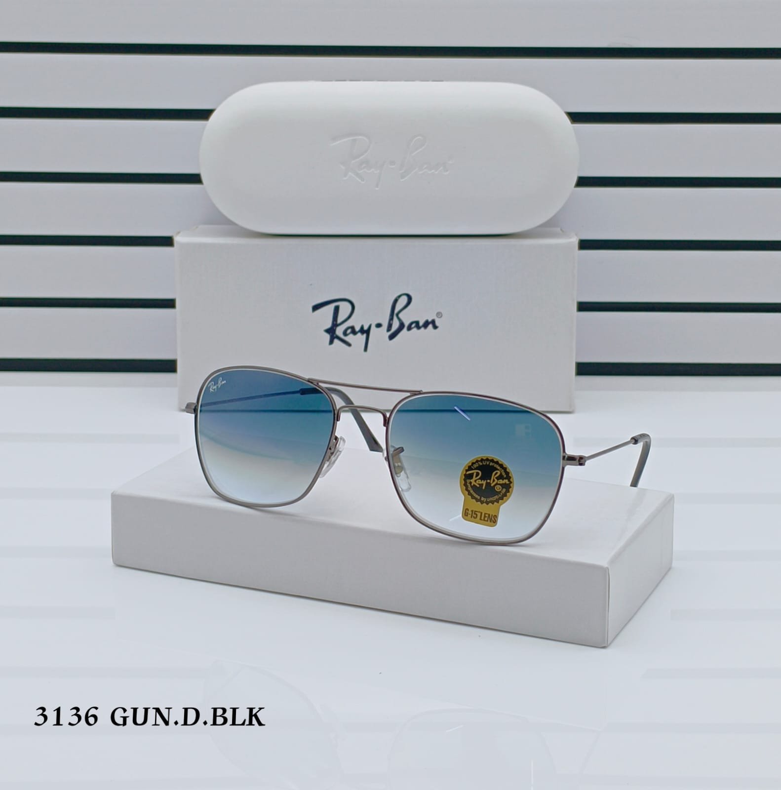 RAYBAN BLUESILVER LUXURY SHADES #3136